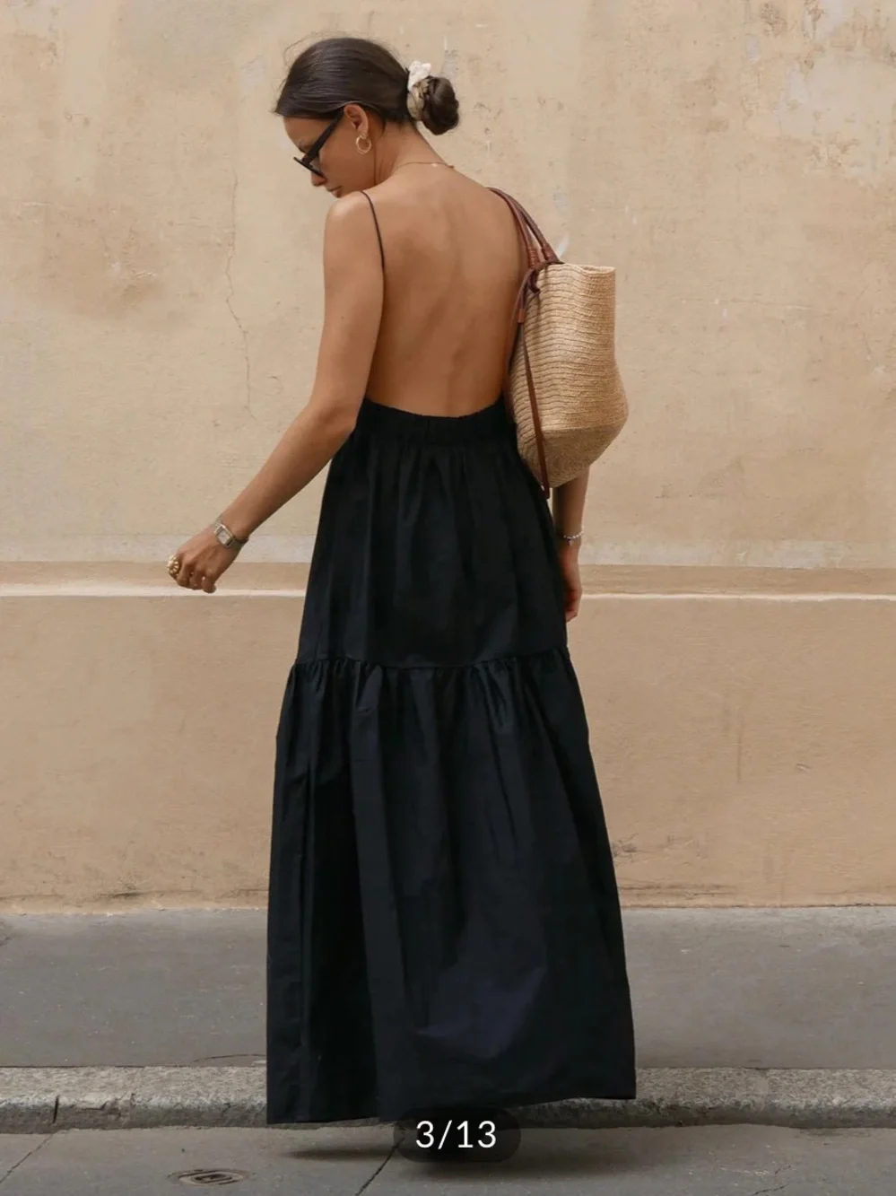 Commense Black Backless Tiered Maxi Dress - Picture 3 of 4